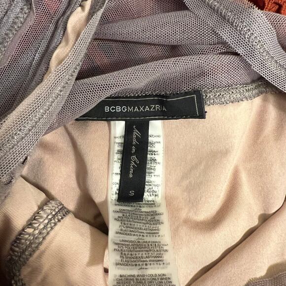 BCBG Maxazria Katlin Grey Taupe Mesh Overlay Tank Top Blouse Size Small - Picture 7 of 7